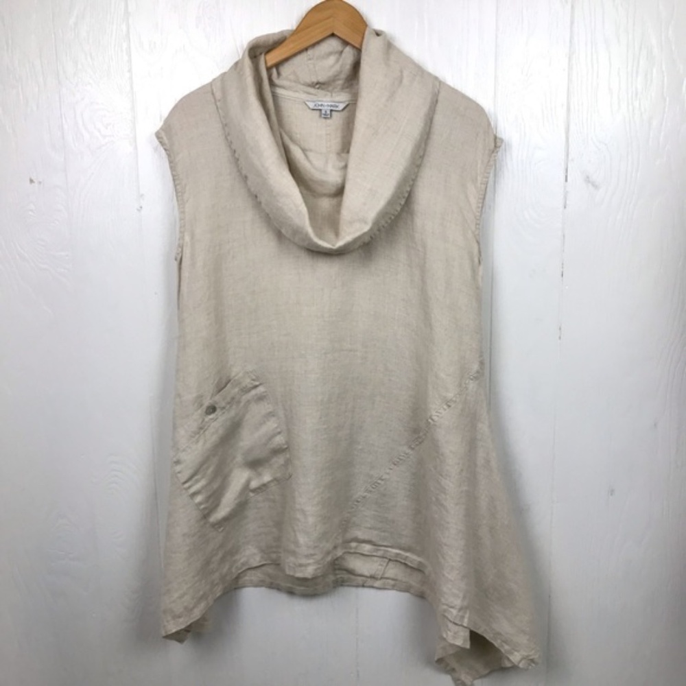 John Mark 100% Linen Cowl Neck Sleeveless Top S